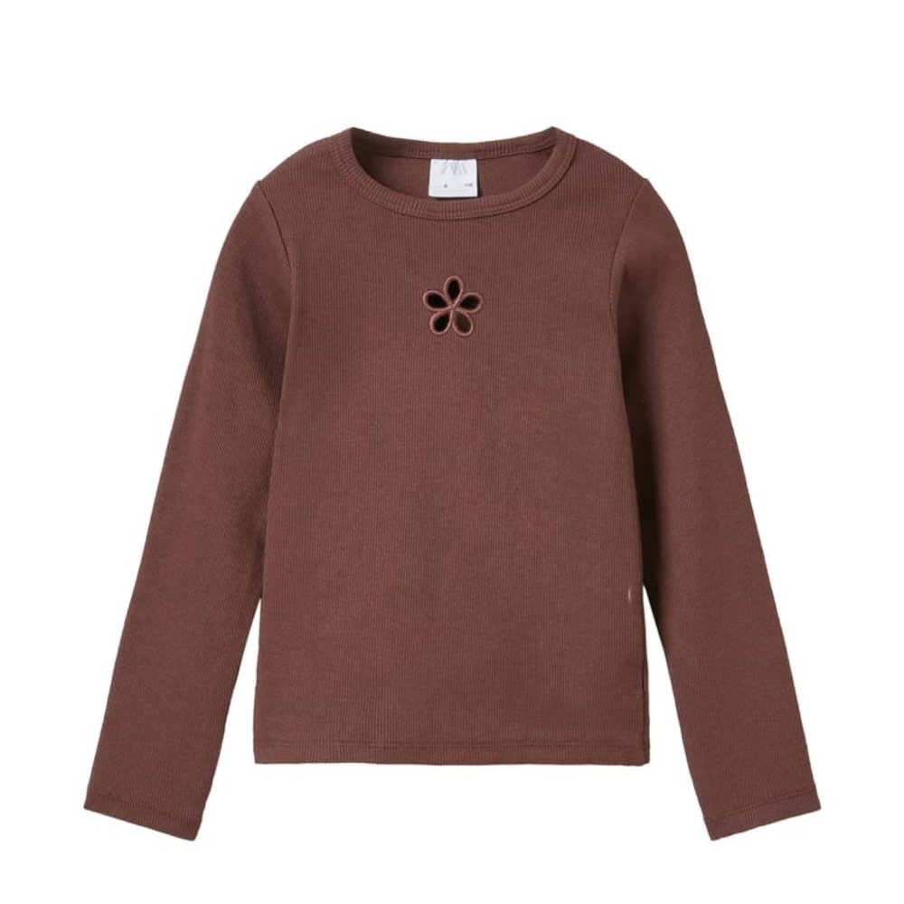 ZARA Kids Ribbed Flower Top sz7